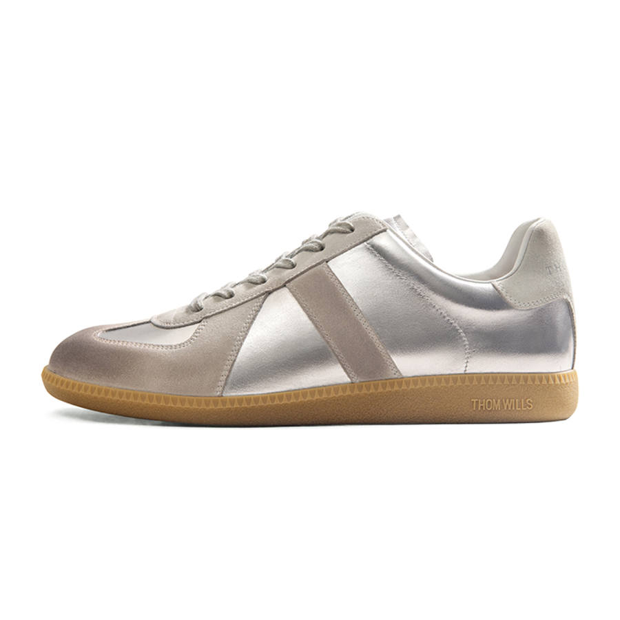 THOM WILLS Trendy Versatile Casual Sports German Army Trainers Skateboard Shoes Unisex Silver Gray