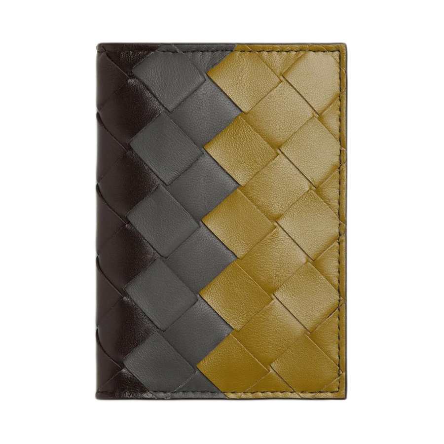 Bottega Veneta Intrecciato Calfskin Card Holder Men's Umber Iron Ore