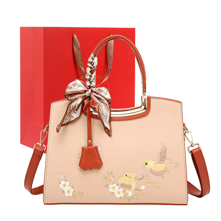 PAYOT Synthetic Leather Shoulder Bag, Crossbody Bag, Handbag Regular Women's Apricot Mismatched Bird