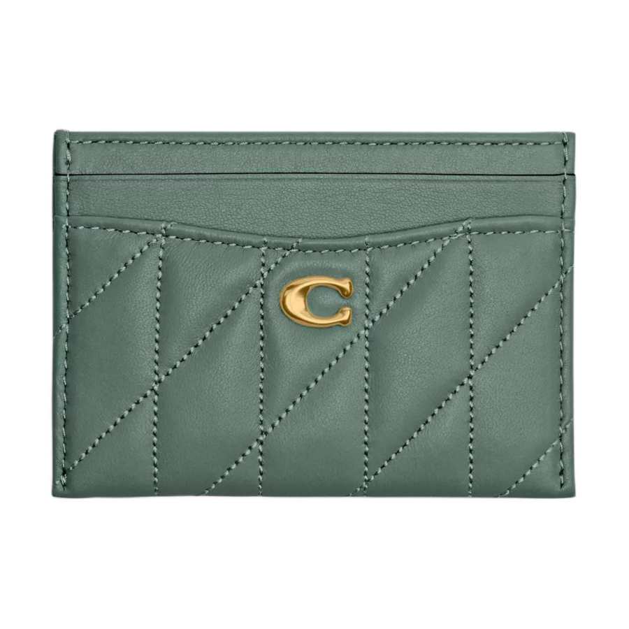 COACH Essential Nappa Leather Card Holder Women's Brass With Sage