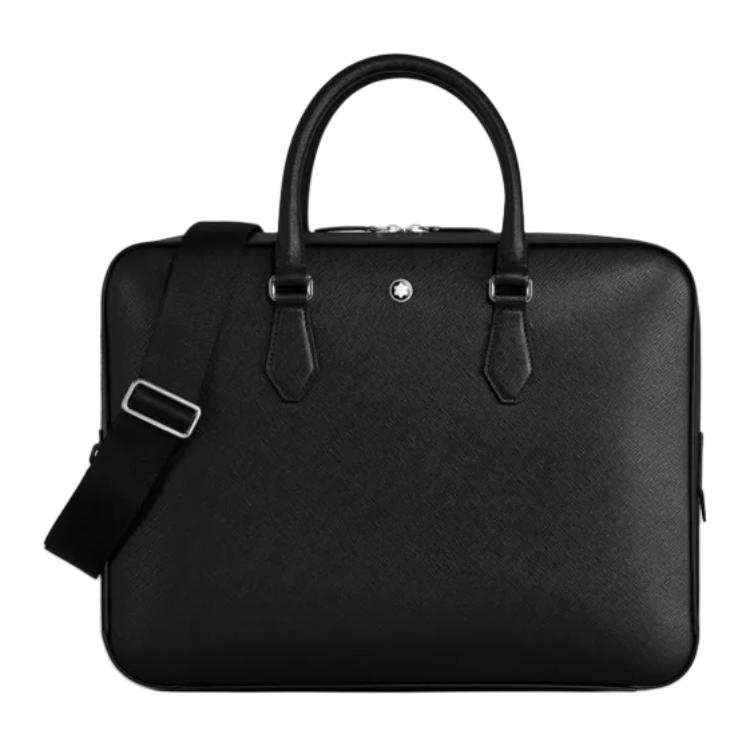MONTBLANC Cow Leather Briefcase, Shoulder Bag, Crossbody Bag, Handbag Medium Men's Black