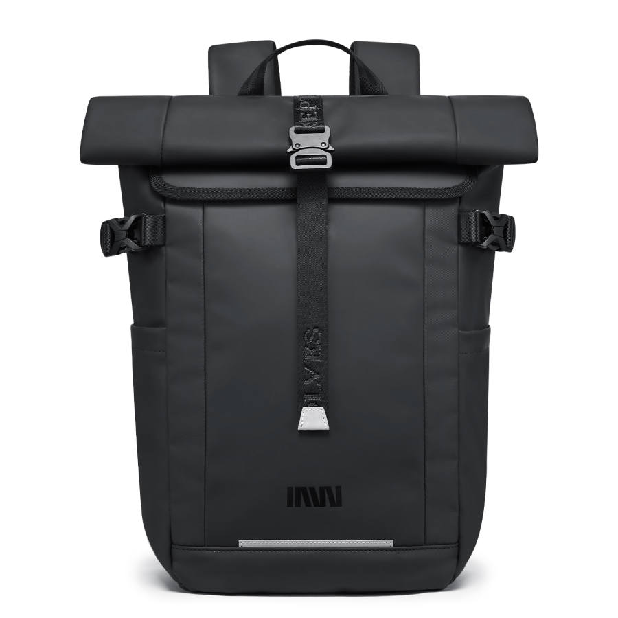 SEPTWOLVES SEPTWOLVES Artificial Leather Large Capacity Backpack Commute Travel Laptop Backpack QPL Men's Black
