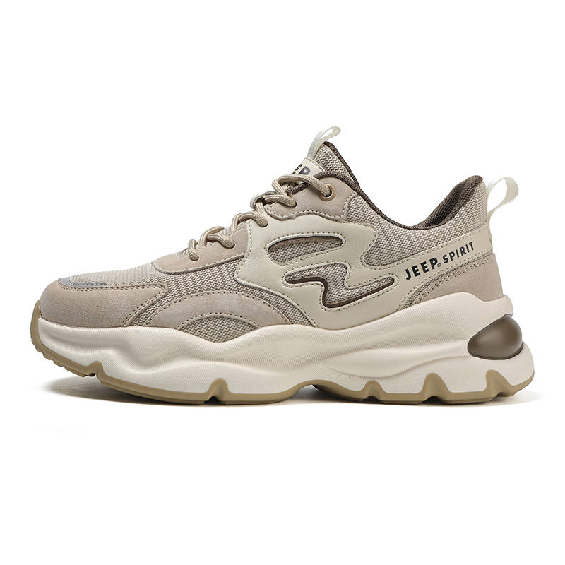 JEEP SPIRIT Height Increasing, Abrasion Resistant, Lightweight, And Breathable Low top Casual Shoes Men's Light Sandy