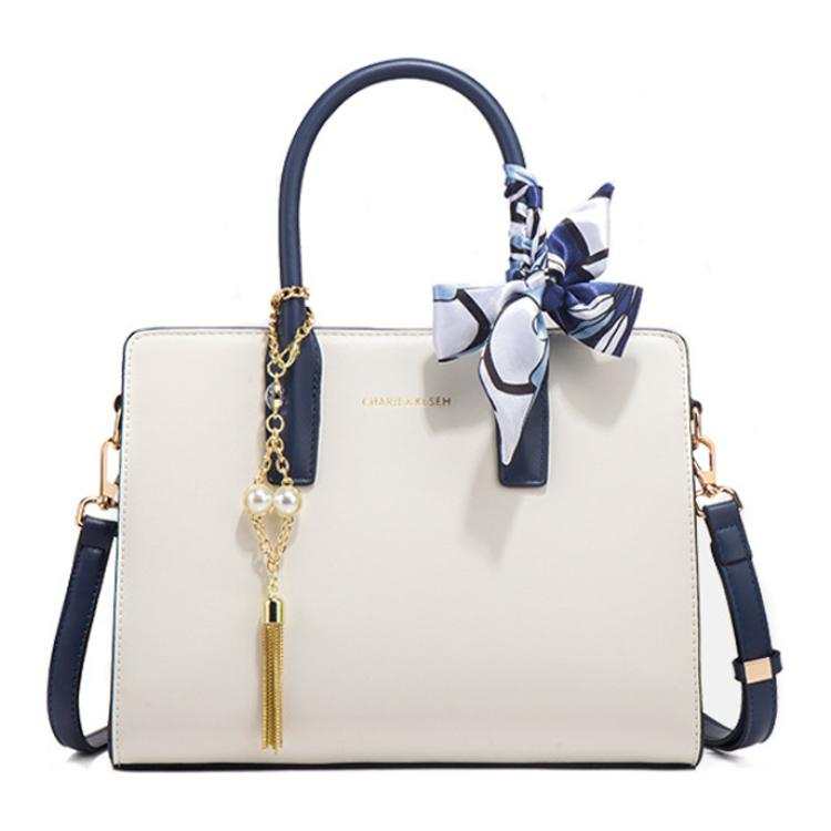 PAYOT Microfiber Synthetic Leather Handbag Regular Women's Ecru