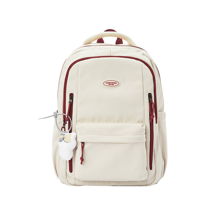 Semir Semir Fabric Backpack Large Unisex Ecru/Burgundy/Black