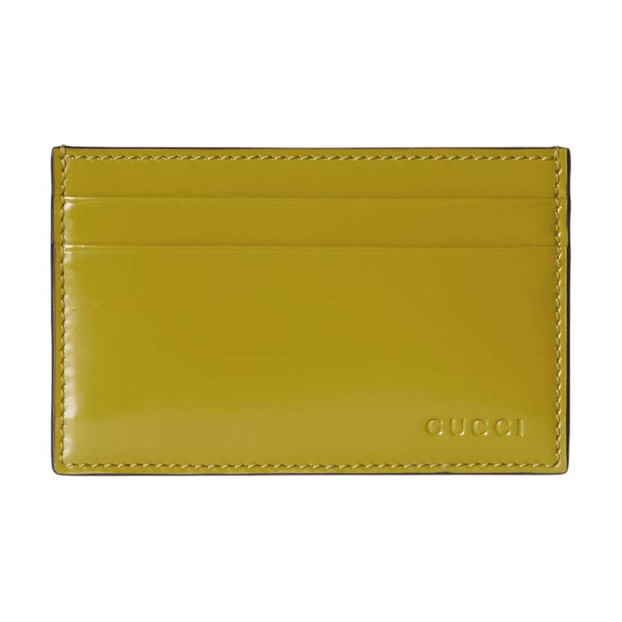 GUCCI Leather Card Holder Men's Green