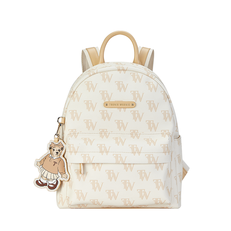 Teenie Weenie Pu Backpack Large Women's Cream Apricot Yellow