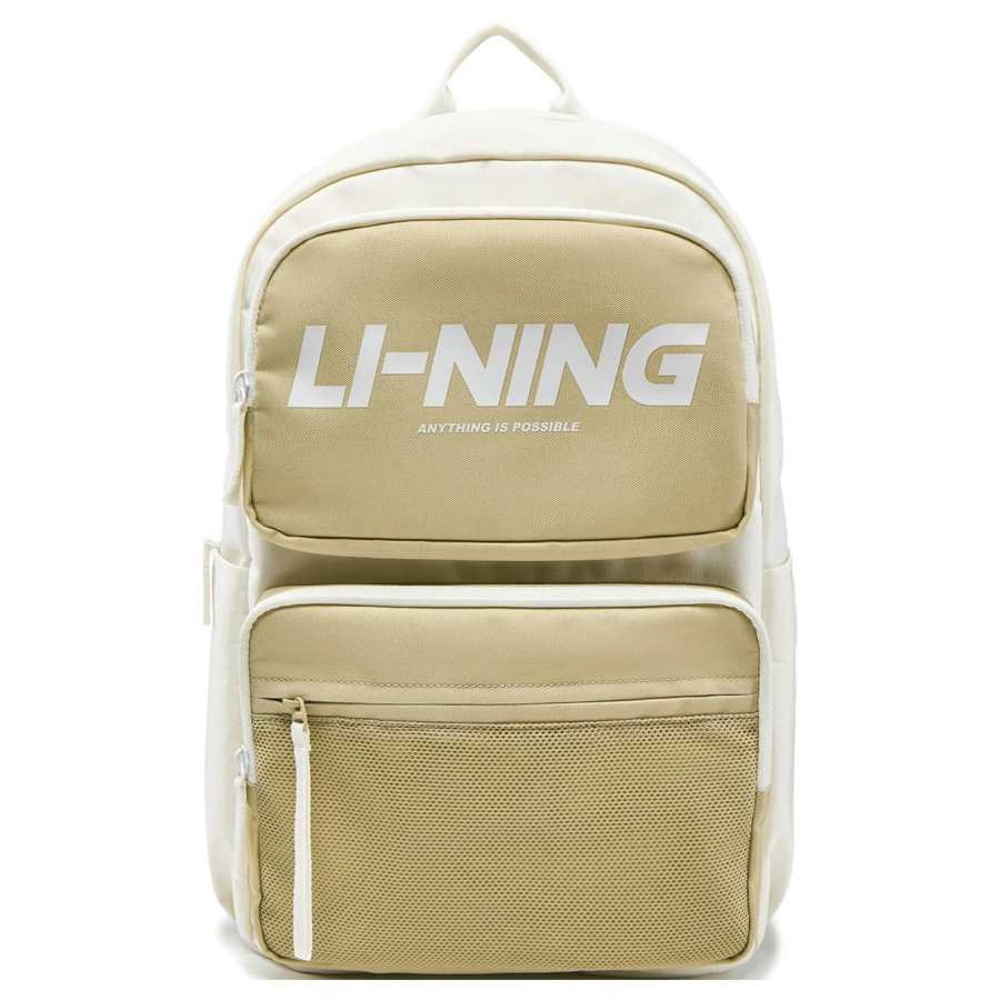 Li-Ning Li Ning Sports Life Collection Polyester Backpack Unisex Ivory & Light Khaki