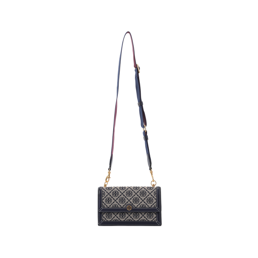 TORY BURCH T Monogram Canvas With Leather Trunk Bag, Box Bag, Shoulder Bag, Crossbody Bag Mini Women's