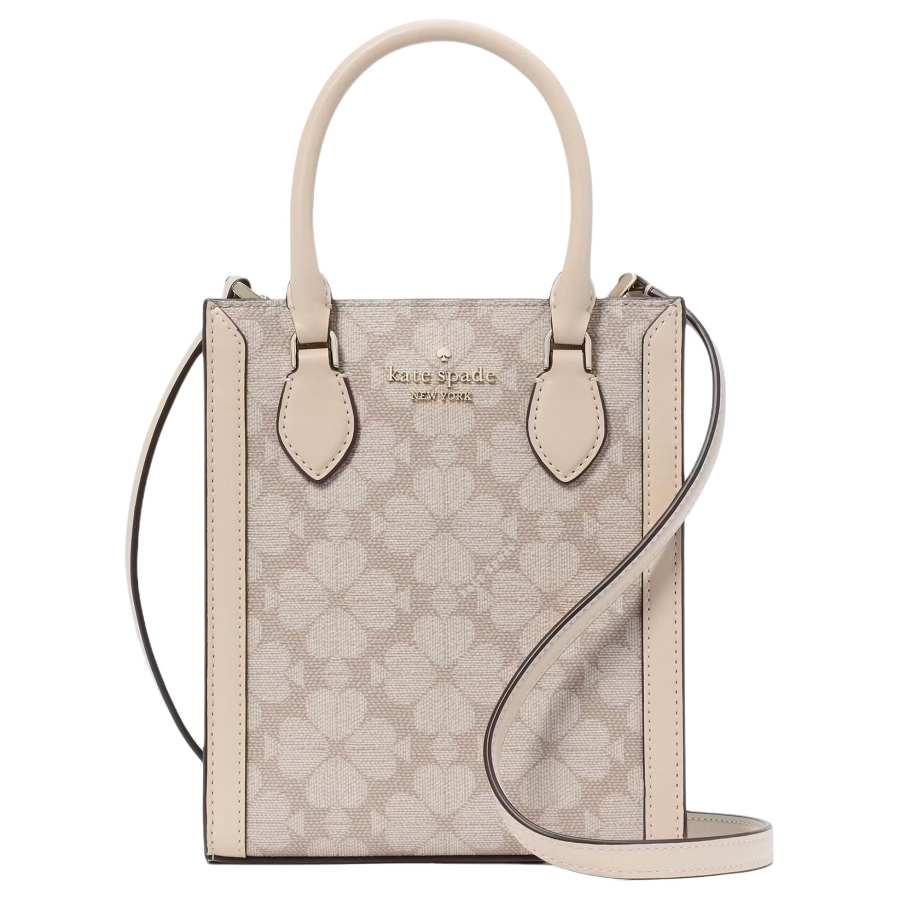 Kate Spade Flower Artificial Leather Tote Bag, Shopping Bag, Shoulder Bag, Handbag Mini Women's Dark Beige Yellow