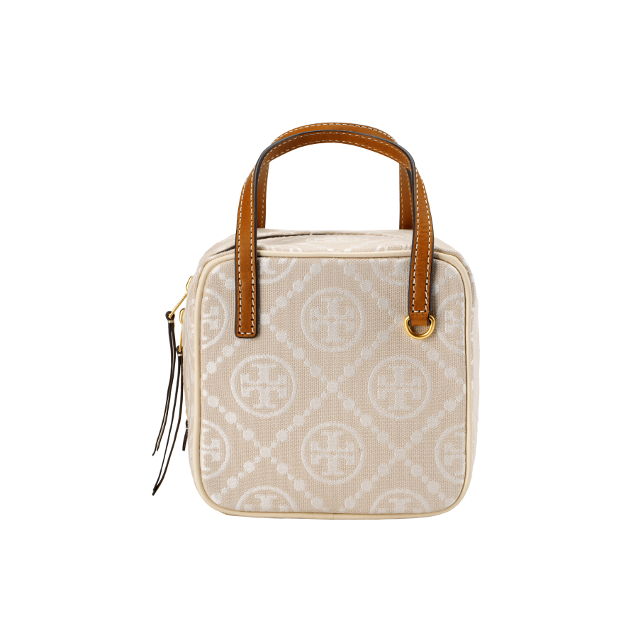 TORY BURCH T Monogram Jacquard With Leather Trim Shoulder Bag, Crossbody Bag, Handbag Women's Ivory White