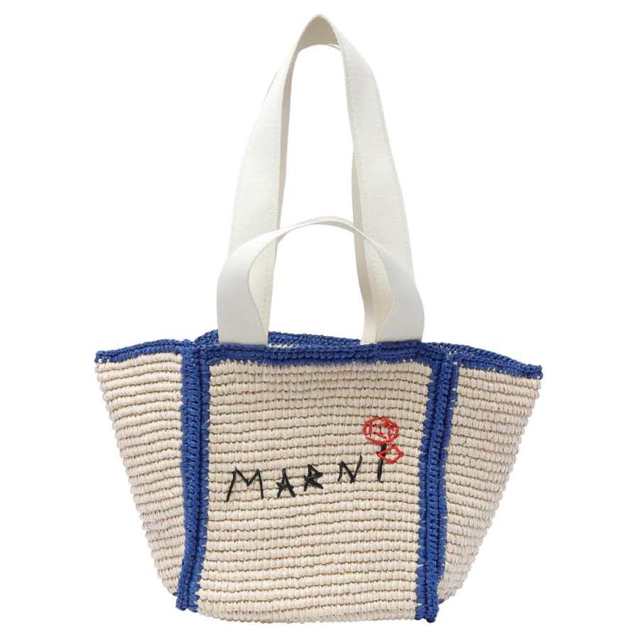 MARNI MARNI Logo Embroidered Woven Top Handle Bag