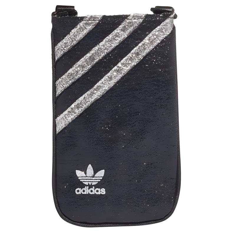 Adidas Originals Polyurethane Shoulder Bag, Crossbody Cell Phone Pouch Mini Unisex Black