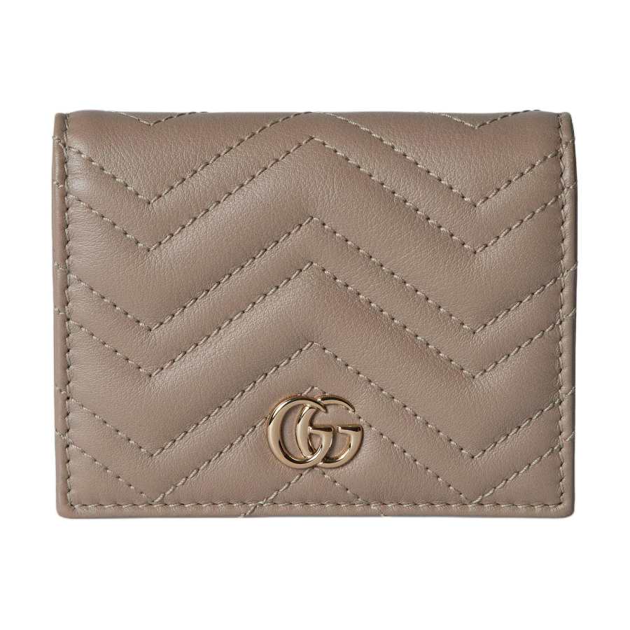 GUCCI GG Marmont Leather Wallet Women's Taupe