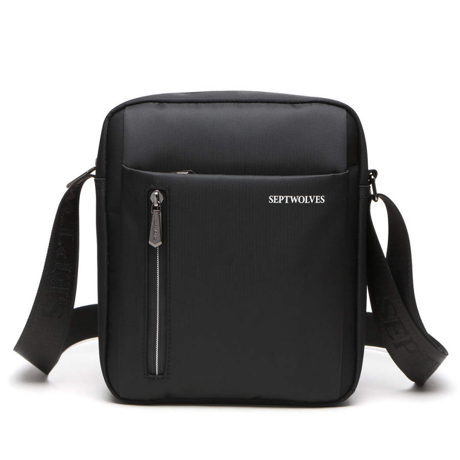 SEPTWOLVES Fabric Shoulder Bag, Crossbody Bag Men's Black