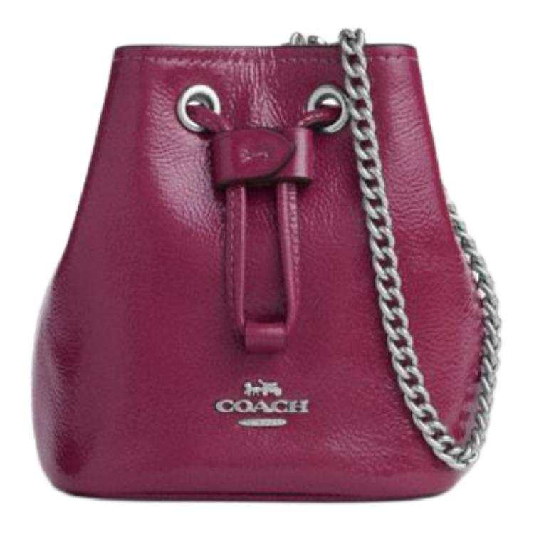 COACH Patent Leather With Smooth Leather Clutch Mini Women's Pink
