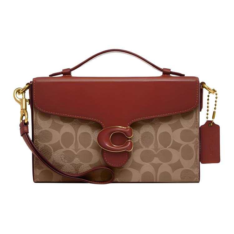 COACH Tabby PVC Small Square Bag, Crossbody Bag, Shoulder Bag, Handbag Small Women's Red & Brown