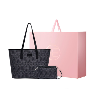HE BAO BAO PVC Polyvinyl Chloride Tote Bag, Shopping Bag, Shoulder Bag Women's Black/Gray