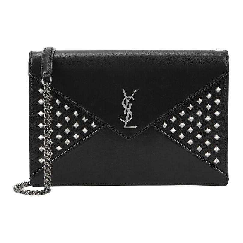 SAINT LAURENT Leather Envelope Bag, Crossbody Bag, Shoulder Bag Women's Black