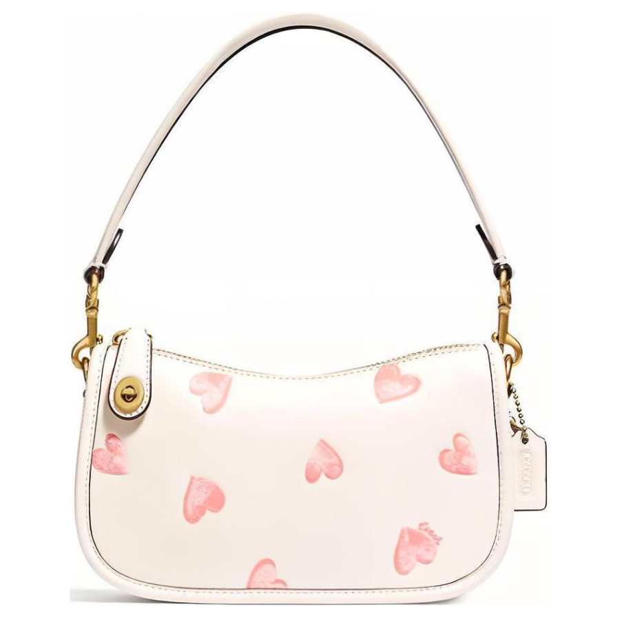 COACH Swinger Cow Leather Mahjong Shoulder Bag, Handbag Women's Pink White