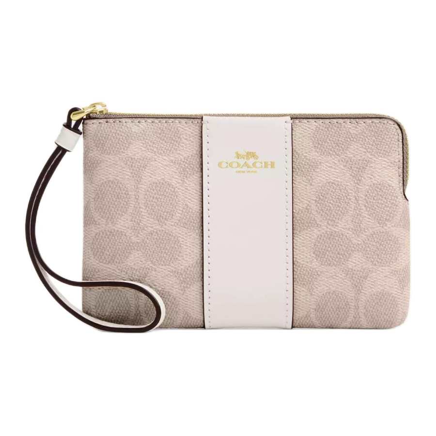 COACH COACH Coated Canvas Clutch Mini Women's Chalk Multicolor