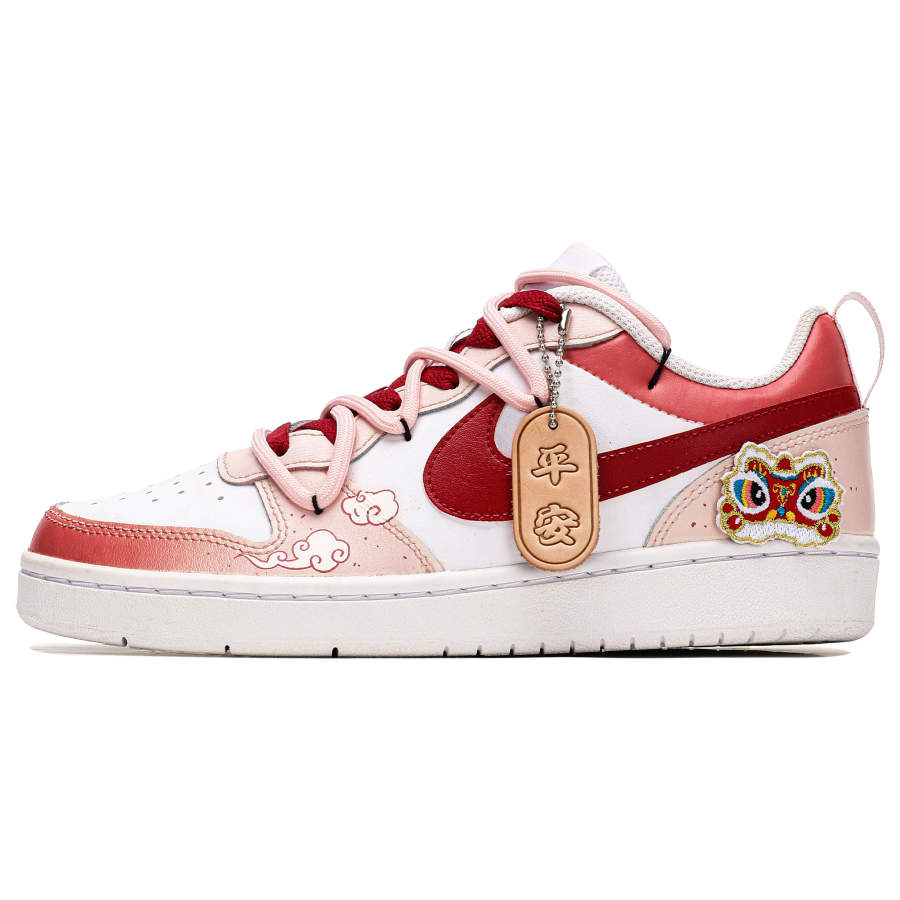 Nike Nike Court Borough Low 2 Abrasion Resistant Slip Resistant Cushioning Low top Kids' Skateboarding Shoes Red White