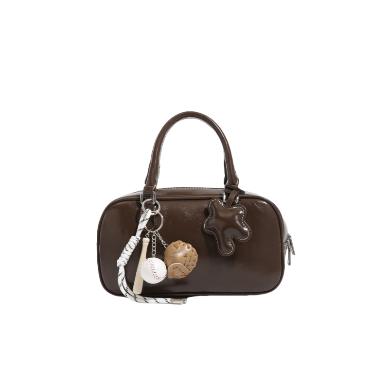 OCTSUI Synthetic Leather One Shoulder Handbag Women's Brownie Brown/Mousse Black/Ancora Red
