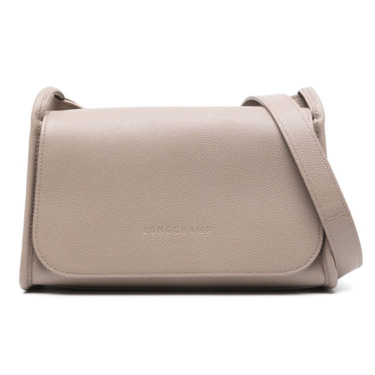 LONGCHAMP Le Foulonné Cow Leather Shoulder Bag Medium Women's Dove Color