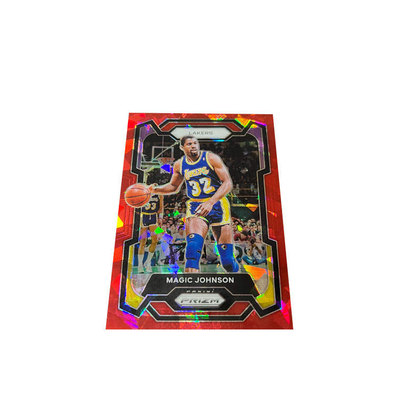 PANINI Lakers Team Magician Johnson True Red Ice Crushing Holographic Card Prizm Player Cards, Rare Cards Sports Cards