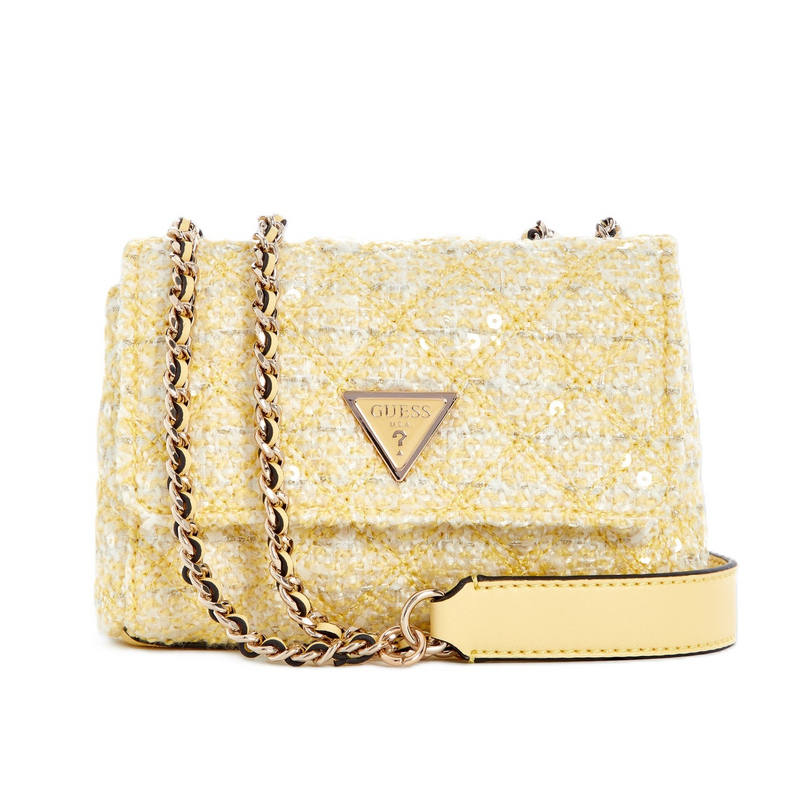 GUESS Fabric+Artificial Leather Envelope Bag, Shoulder Bag Women's Yellow