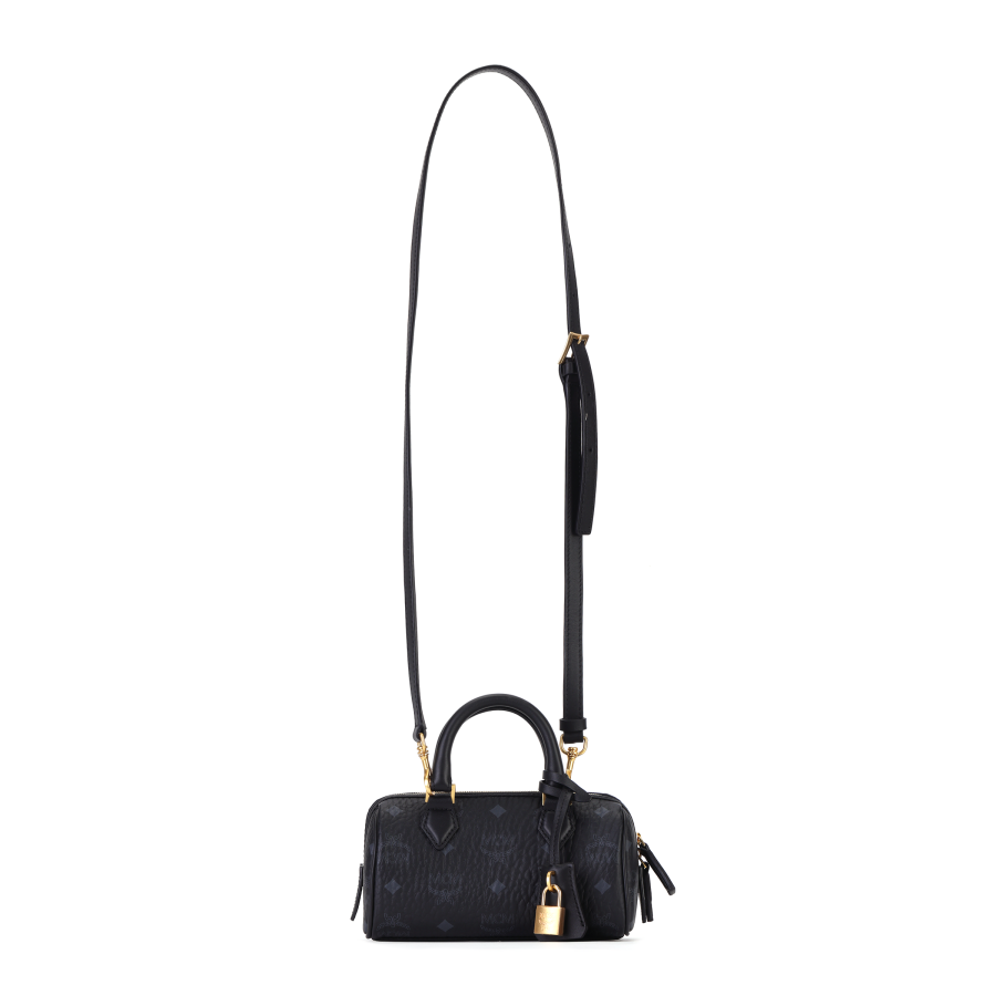 MCM Ella Canvas With Leather Boston Bag Handbag Mini Women's Black