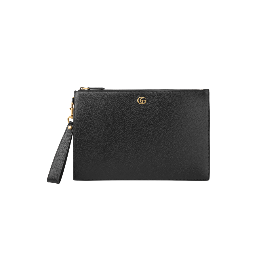 GUCCI GG Marmont Leather Clutch Men's Black