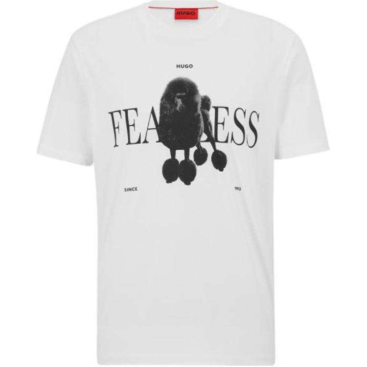 HUGO BOSS T Shirts Men's White Crew Neck Moderate Straight Fit