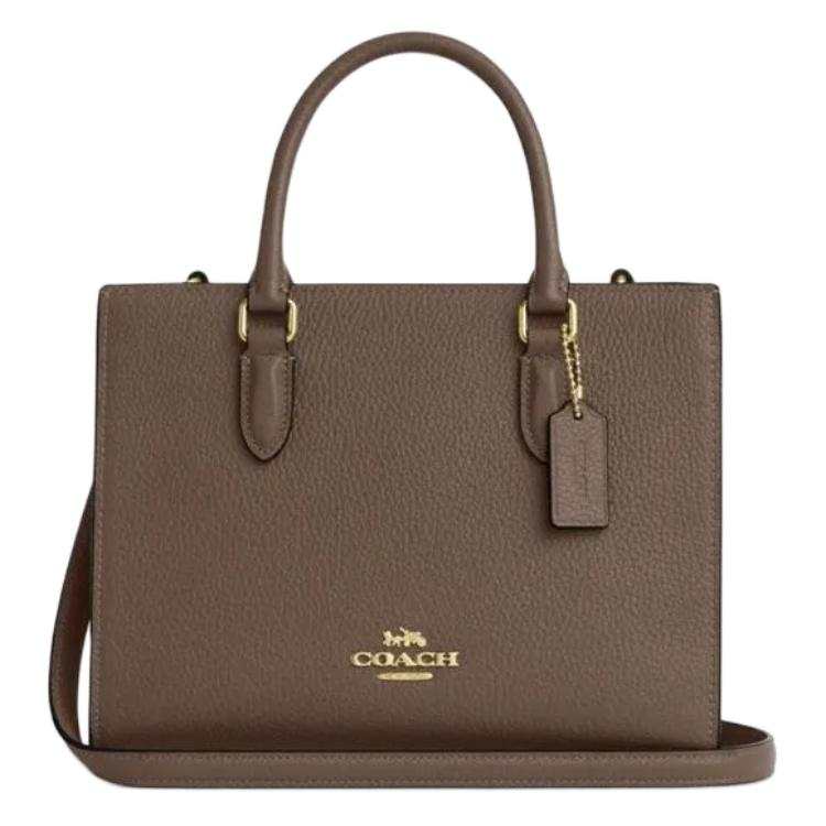 COACH Maggie Cow Leather Tote Bag, Shopping Bag, Shoulder Bag, Crossbody Bag, Handbag Medium Women's Dark Umber