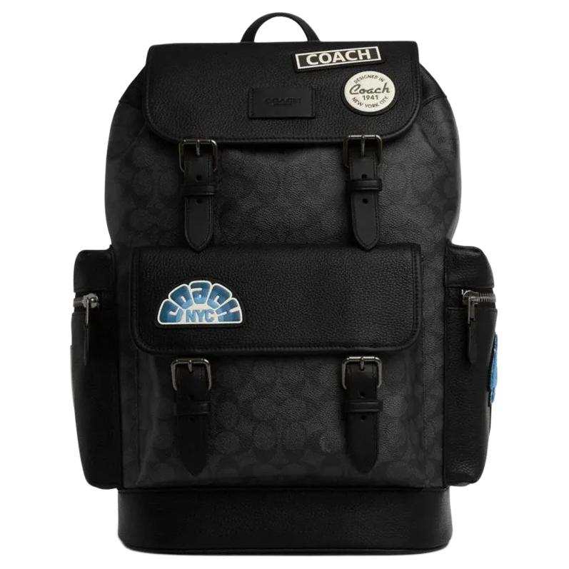 COACH COACH Sprint Cow Leather With Artificial Leather Backpack Large Men's Charcoal Black