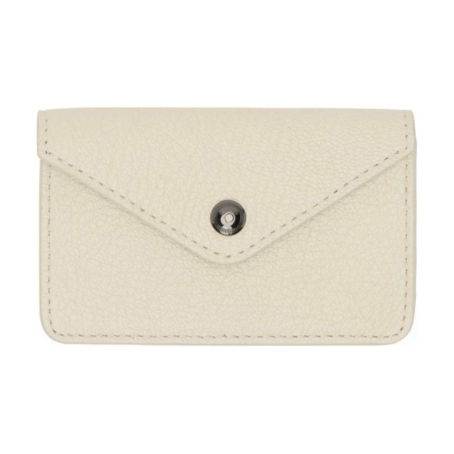 Lemaire Snap Flap Closure Goatskin Envelope Bag Coin Purse Card Holder Men's Gray White