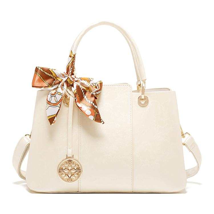 PAYOT Microfiber Synthetic Leather Handbag One Shoulder Crossbody Regular Women's Pearl White
