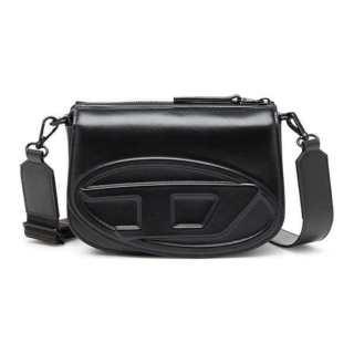 DIESEL Cow Leather Crossbody Bag, Shoulder Bag Medium Unisex Black