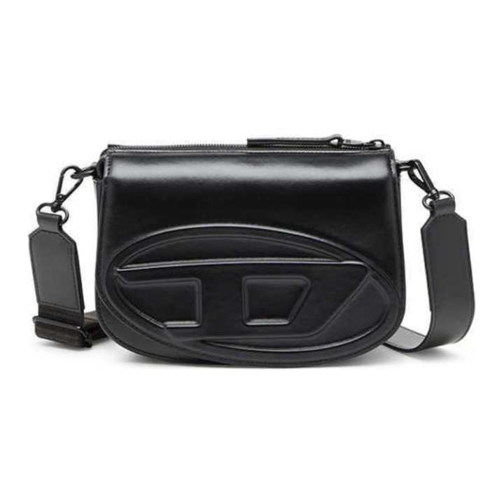 DIESEL DIESEL Cow Leather Crossbody Bag, Shoulder Bag Medium Unisex Black