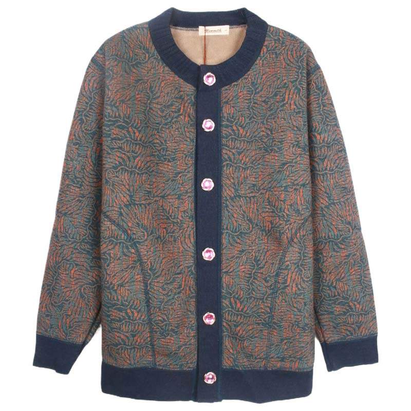 Cotton Gene Thermal Lock Warm Thickened And Fleece Lined Sherpa Soft Middle Aged Fashion Cardigan Thermal Top Women's