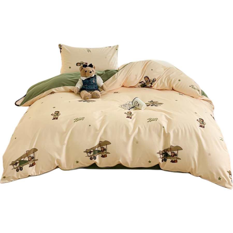 Teenie Weenie Bear All Season Print 100% Cotton Bed Sheets, Duvet Cover, Bedding Set