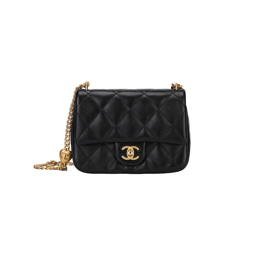 CHANEL Sheepskin Crossbody Bag, Shoulder Bag Mini Women's Black
