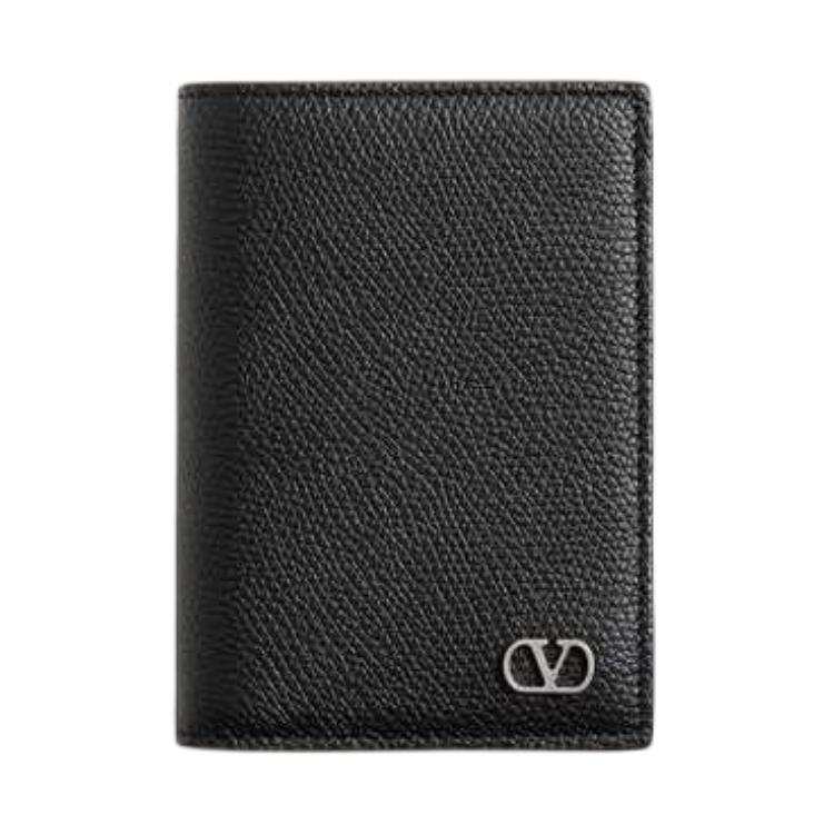 Valentino Cow Leather Card Holder Men's Black