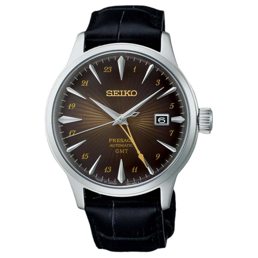 SEIKO 50m Waterproof Automatic/Manual Mechanical Movement Leather Strap Watch 40.5mm Men's Watches