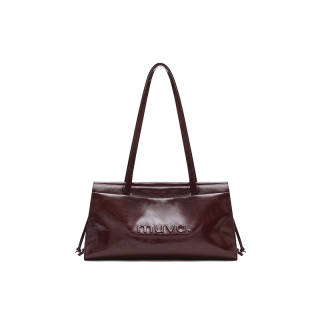MUVA Cow Leather Shoulder Bag Large Women's Cherry Red/Dark Brown