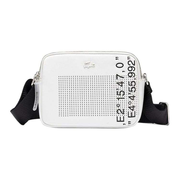 LACOSTE Pu Small Square Bag, Shoulder Bag, Crossbody Bag Medium Unisex White