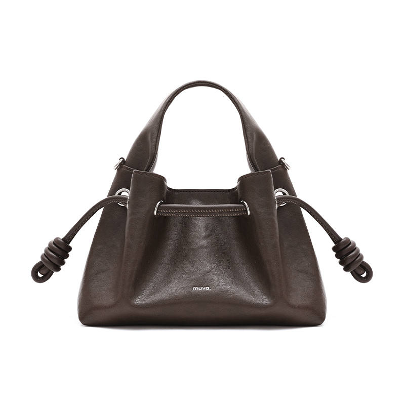 MUVA Second Layer Vegetable Tanned Leather Crossbody Bag Women's Mocha/Party Red