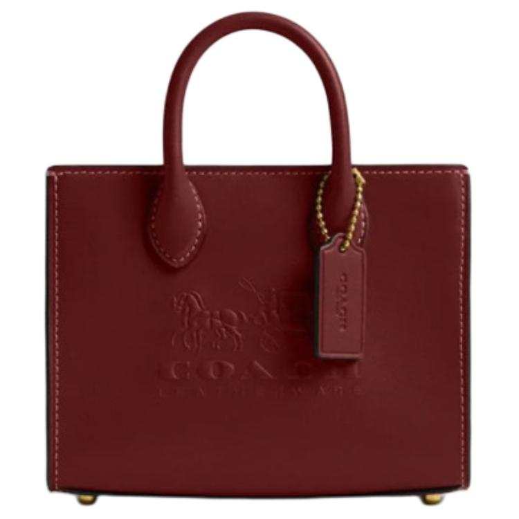 COACH Ace Cow Leather Tote Bag, Shopping Bag, Shoulder Bag, Handbag Small Women's Dark Red Gemstone