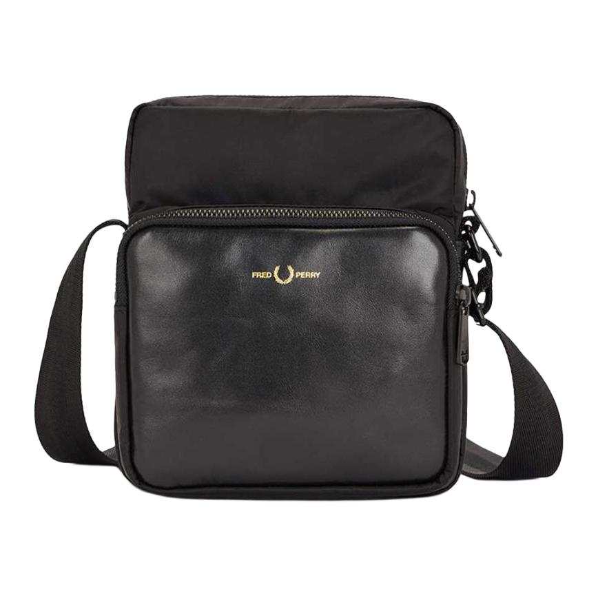 FRED PERRY Leather Shoulder Bag, Crossbody Bag Men's Black