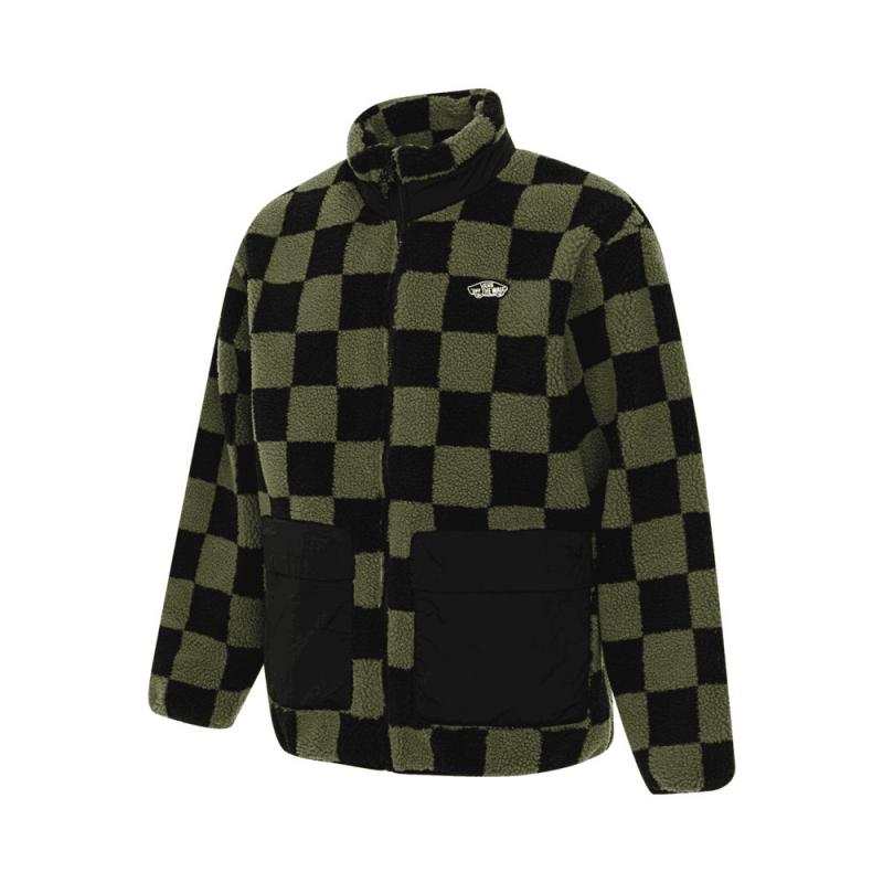 Vans RPFOFF THE WALL CHECKER Velvet feel Coat Men's Black Green